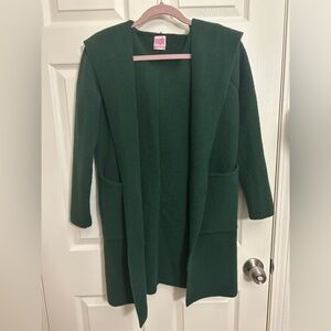 (Designed by Maple) Forest Green Wool Blend Hooded Cardigan, Size M